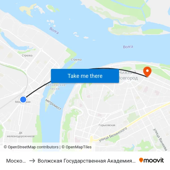 Московская to Волжская Государственная Академия Водного Транспорта map
