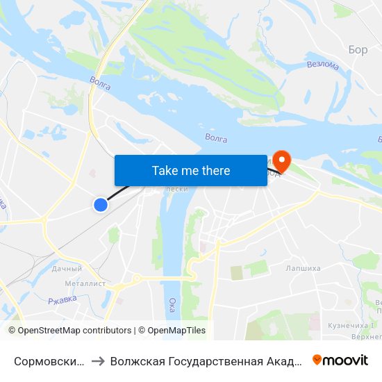 Сормовский Поворот to Волжская Государственная Академия Водного Транспорта map
