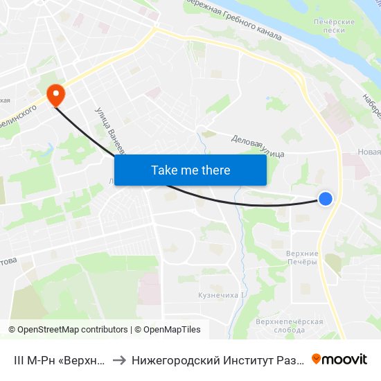 III М-Рн «Верхние Печёры» to Нижегородский Институт Развития Образования map