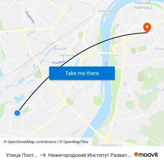 Улица Плотникова to Нижегородский Институт Развития Образования map