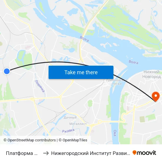 Платформа Чаадаево to Нижегородский Институт Развития Образования map