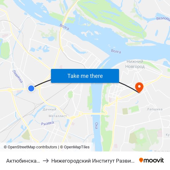 Актюбинская Улица to Нижегородский Институт Развития Образования map