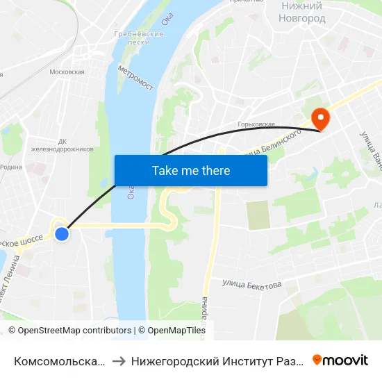 Комсомольская Площадь to Нижегородский Институт Развития Образования map