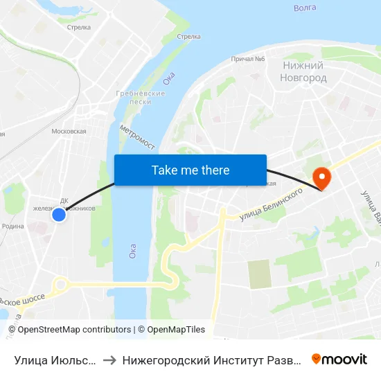 Улица Июльских Дней to Нижегородский Институт Развития Образования map