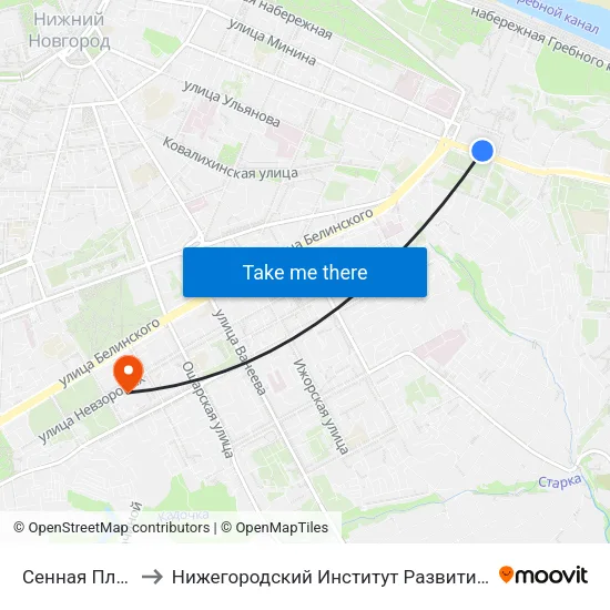 Сенная Площадь to Нижегородский Институт Развития Образования map