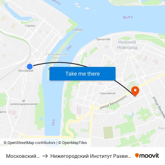 Московский Вокзал to Нижегородский Институт Развития Образования map