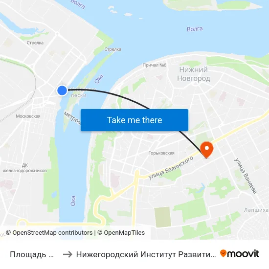 Площадь Ленина to Нижегородский Институт Развития Образования map