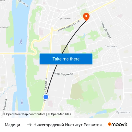 Медицинская to Нижегородский Институт Развития Образования map