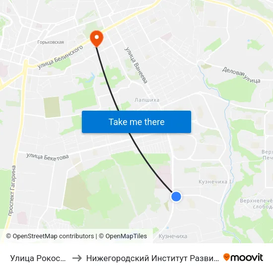 Улица Рокоссовского to Нижегородский Институт Развития Образования map