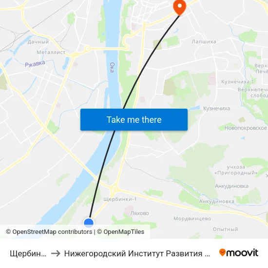 Щербинки-2 to Нижегородский Институт Развития Образования map