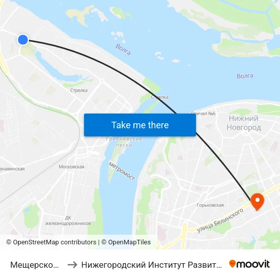 Мещерское Озеро to Нижегородский Институт Развития Образования map