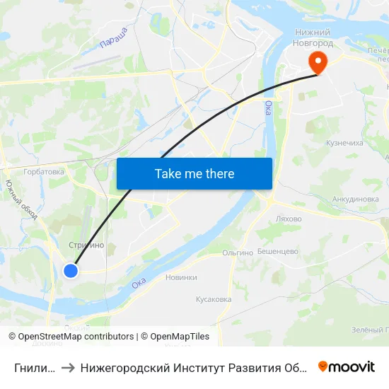 Гнилицы to Нижегородский Институт Развития Образования map
