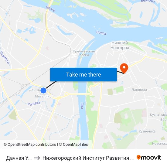 Дачная Улица to Нижегородский Институт Развития Образования map