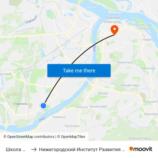 Школа №142 to Нижегородский Институт Развития Образования map