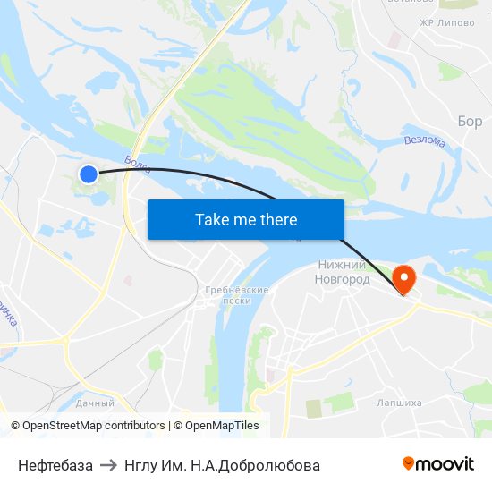 Нефтебаза to Нглу Им. Н.А.Добролюбова map