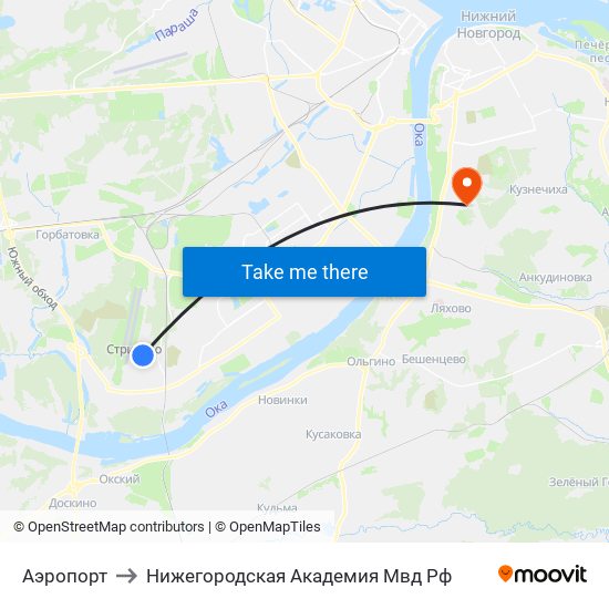 Аэропорт to Нижегородская Академия Мвд Рф map