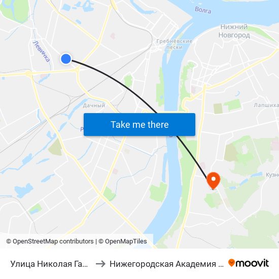 Улица Николая Гастелло to Нижегородская Академия Мвд Рф map