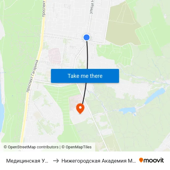 Медицинская Улица to Нижегородская Академия Мвд Рф map