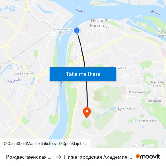 Рождественская Улица to Нижегородская Академия Мвд Рф map