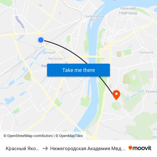 Красный Якорь to Нижегородская Академия Мвд Рф map