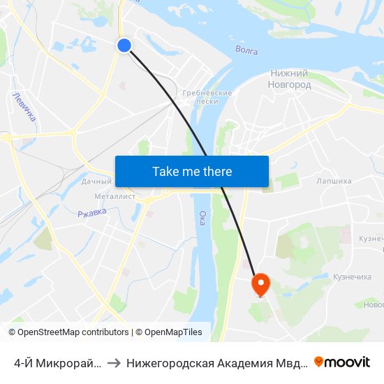 4-Й Микрорайон to Нижегородская Академия Мвд Рф map