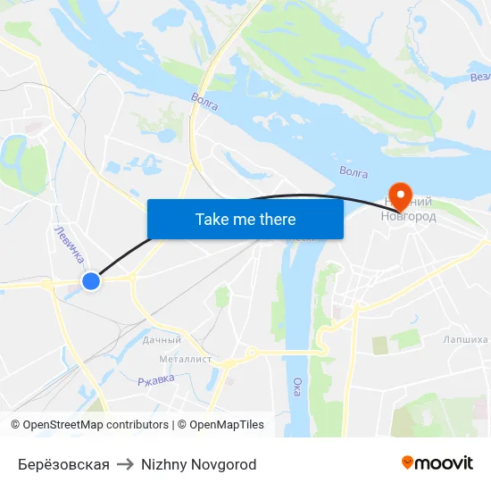 Берёзовская to Nizhny Novgorod map