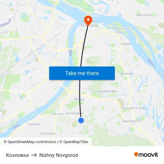 Козловка to Nizhny Novgorod map