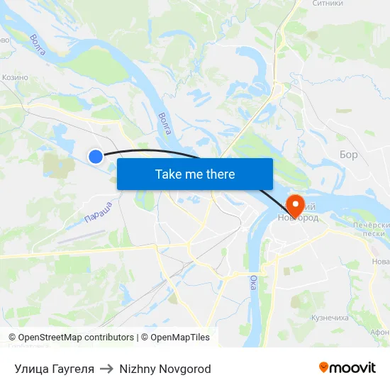 Улица Гаугеля to Nizhny Novgorod map