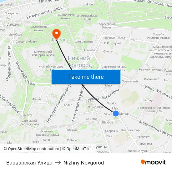 Варварская Улица to Nizhny Novgorod map
