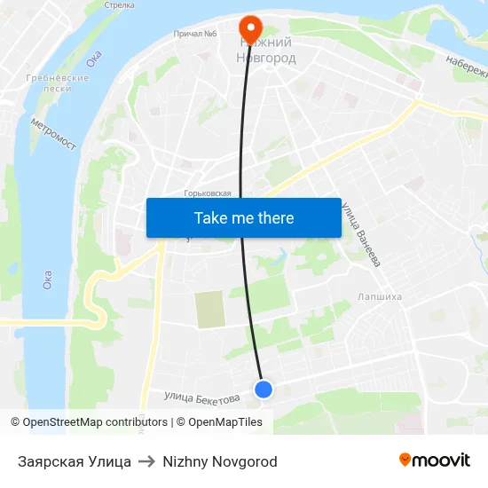 Заярская Улица to Nizhny Novgorod map