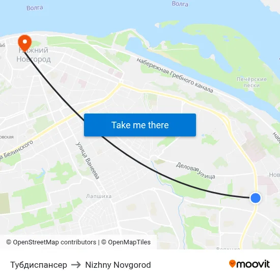 Tuberculosis Dispensary to Nizhny Novgorod map