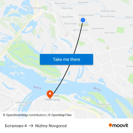 Боталово-4 to Nizhny Novgorod map