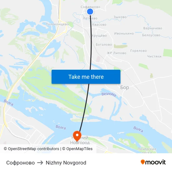 Софроново to Nizhny Novgorod map