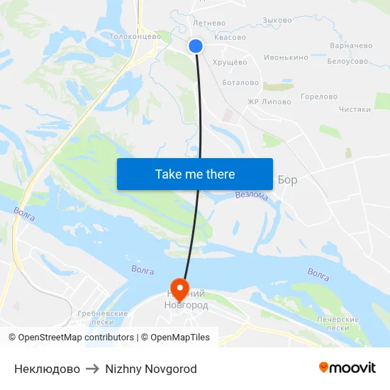 Неклюдово to Nizhny Novgorod map