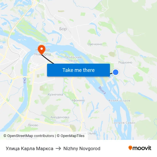 Улица Карла Маркса to Nizhny Novgorod map