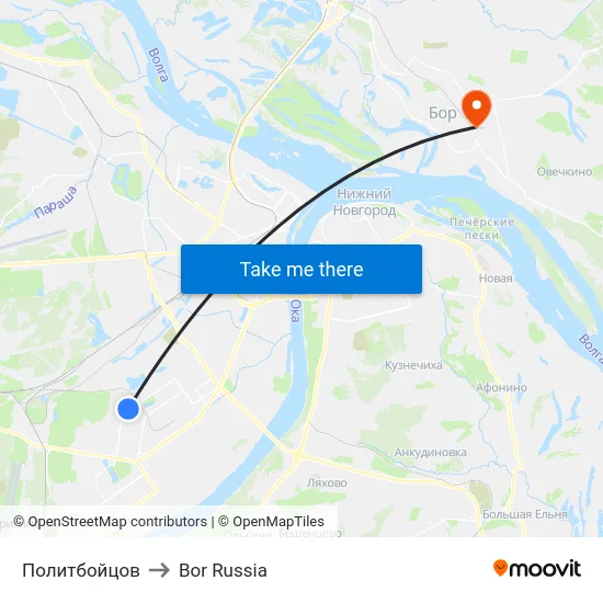 Политбойцов to Bor Russia map