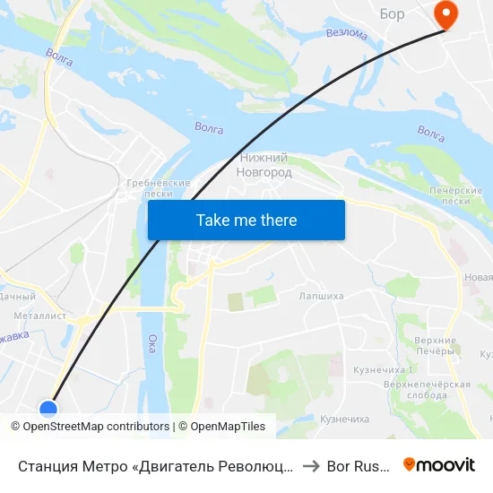 Dvigatel Revolyutsii Metro Station to Bor Russia map