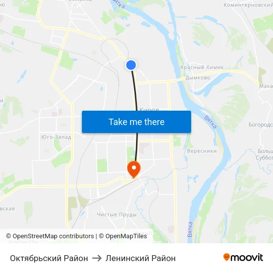 Октябрьский Район to Ленинский Район map