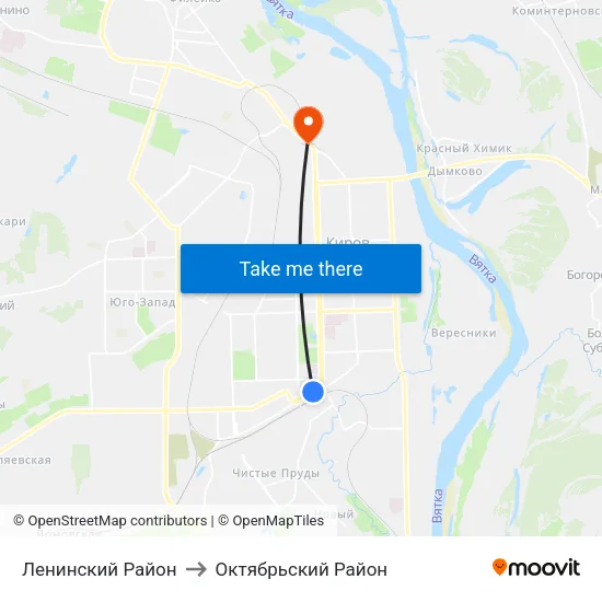 Ленинский Район to Октябрьский Район map