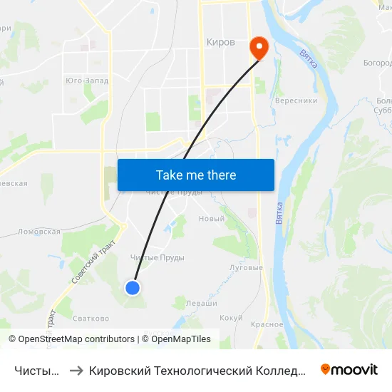 Чистые Пруды to Кировский Технологический Колледж Пищевой Промышленности map