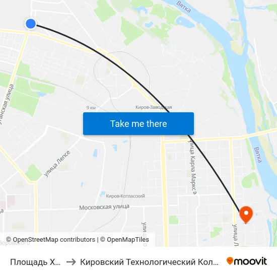 Площадь Хх Партсъезда to Кировский Технологический Колледж Пищевой Промышленности map