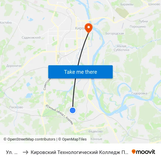 Ул. Новая to Кировский Технологический Колледж Пищевой Промышленности map