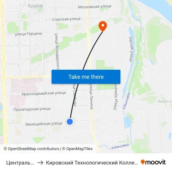 Центральный Рынок to Кировский Технологический Колледж Пищевой Промышленности map