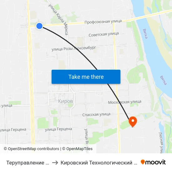 Теруправление Октябрьского Района to Кировский Технологический Колледж Пищевой Промышленности map