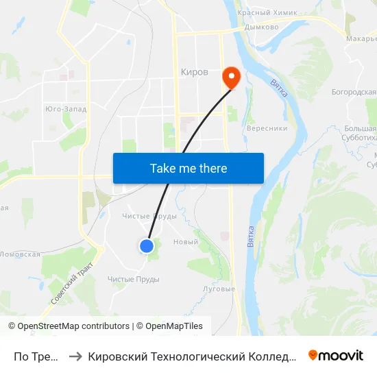 По Требованию to Кировский Технологический Колледж Пищевой Промышленности map