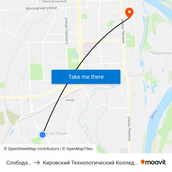 Слобода Палкино to Кировский Технологический Колледж Пищевой Промышленности map