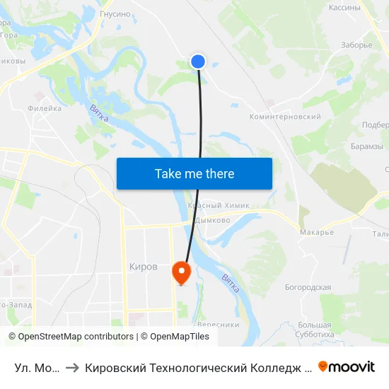 Ул. Мостовая to Кировский Технологический Колледж Пищевой Промышленности map