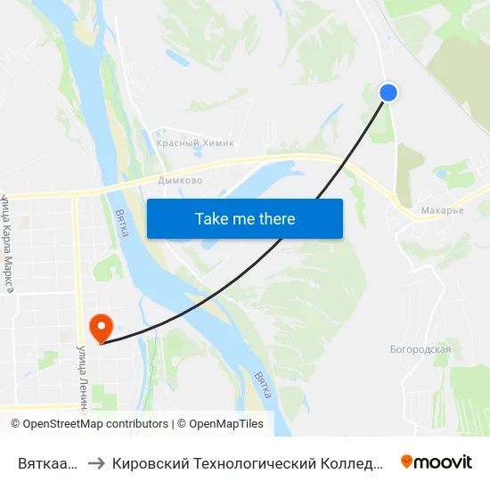 Вяткаагроснаб to Кировский Технологический Колледж Пищевой Промышленности map