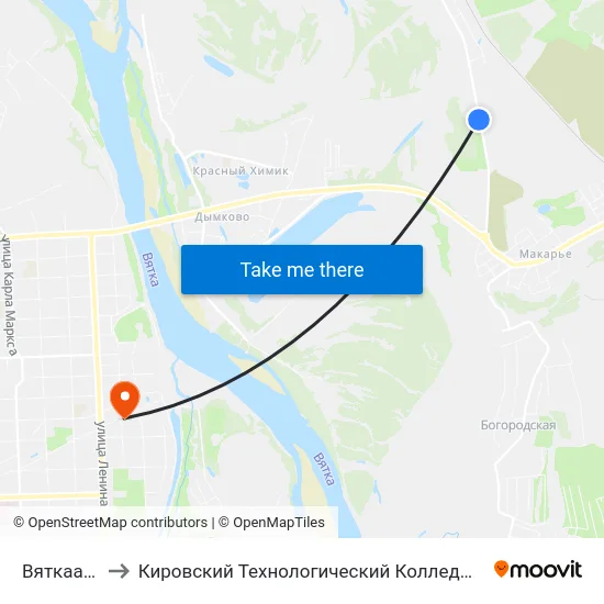 Вяткаагроснаб to Кировский Технологический Колледж Пищевой Промышленности map
