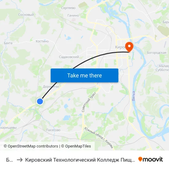 Бони to Кировский Технологический Колледж Пищевой Промышленности map
